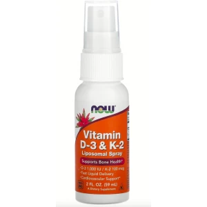 Вітамін Д3+К2, NOW, Vitamin D-3&K-2 Liposomal Spray -59 мл