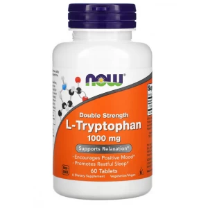 Незамінна амінокислота Л-Триптофан, L-Tryptophan 1000 мг NOW (60 таб.)