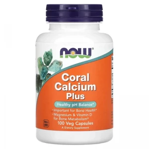 Кальций + Магний,Д3, NOW, Coral Calcium Plus - 100 веган капс