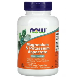 Магній, Калій, NOW, Magnesium and Potassium Aspartate - 120 веган капс