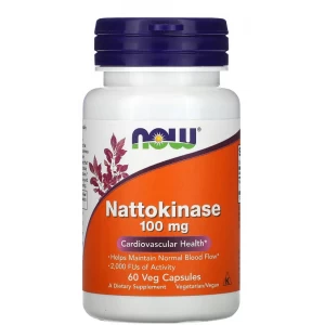 Наттокіназа (2000 фібринолітичних одиниць), NOW, Nattokinase 100 мг - 60 веган капс