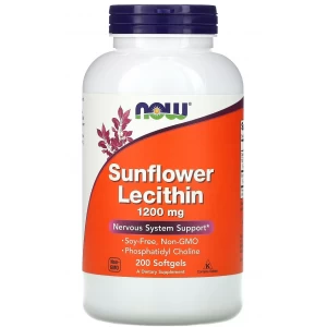Соняшниковий лецитин, NOW Foods, Sunflower Lecithin 1200 мг - 200 гель капс