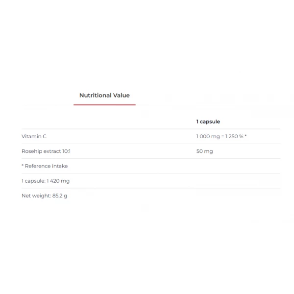 Витамин С 1000 мг, антиоксидант, Nutrend, Vitamin C with rose hips 1000 мг - 60 капс