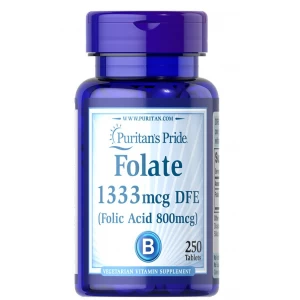 Фолат (Фолиевая кислота, Витамин В9), Puritan's Pride, Folic Acid 800 мкг- 250 таб