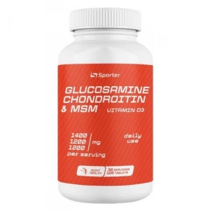 Глюкозамін, Хондроїтин, МСМ + Вітамін Д3, Sporter, Glucosamine Chondroitin + MSM + D3 Sporter - 120 таб