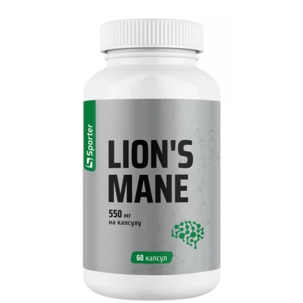 Гриб Львиная грива (Ежовик / Гериций), Sporter, Lion's Mane 550 mg - 60 капс