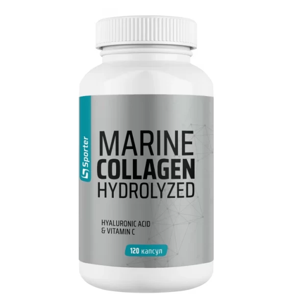 Рибний колаген для шкіри з гіалуронкою, Sporter, Marine Collagen + Hyaluronic Acid - 120 капс