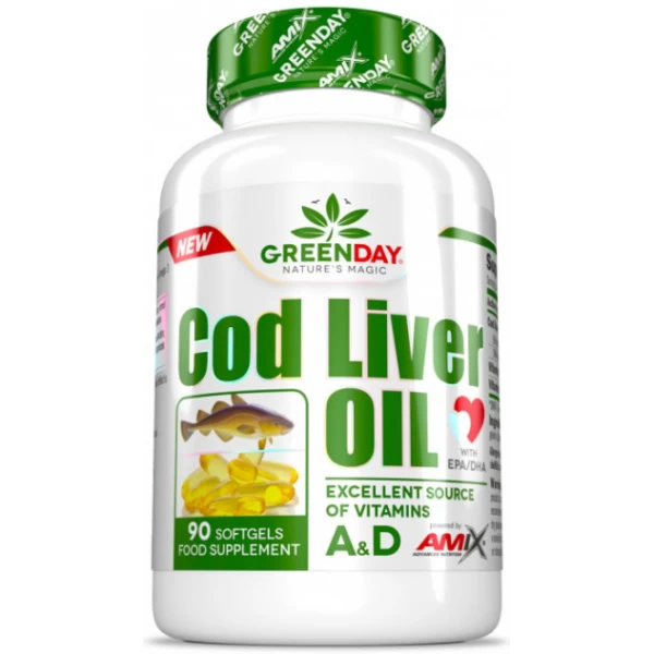 Масло печінки тріски (Омега 3), Amix, GreenDay Cod Liver Oil - 90 гель капс